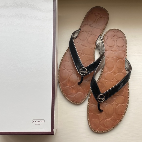 COACH Deney Embossed Calf Sandal - 10B - Picture 3 of 10